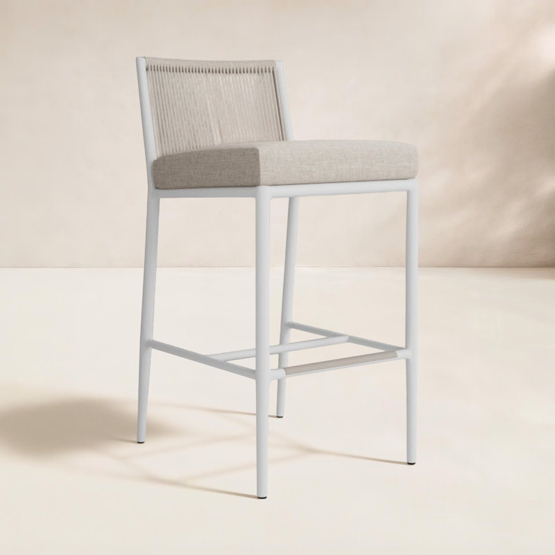 Tabouret de bar avec coussin Sabbia, Sunbrella® Echo Ash, 32"