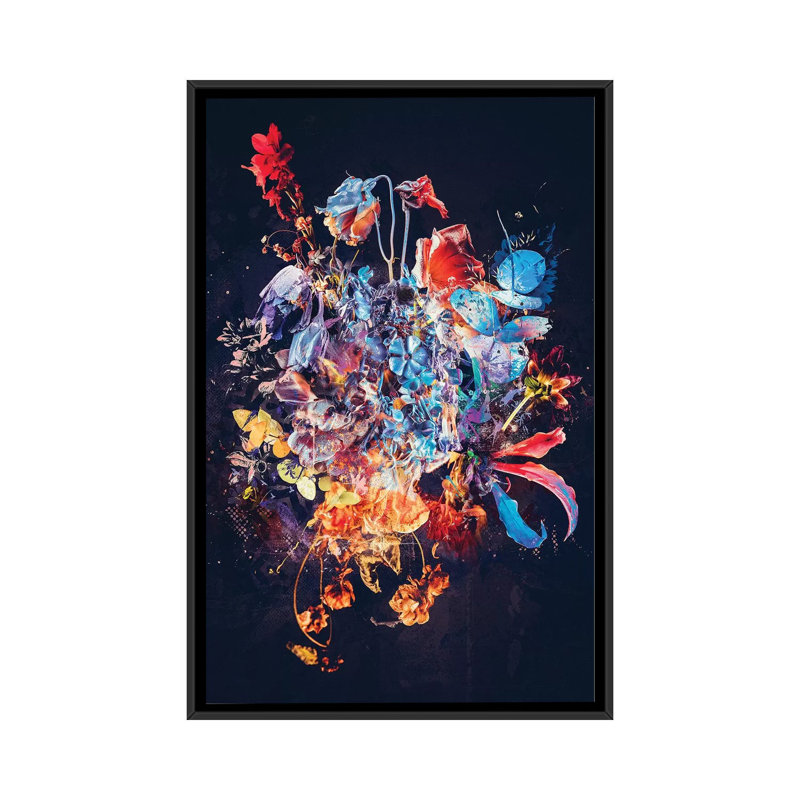 « bouquet xvii », impression sur toile, H 48 po x l 32 po x P 1,5 po, Toile avec cadre noir, Pas de tapis