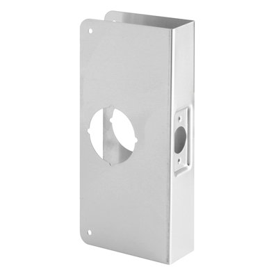 Stainless Steel Single Bore Hole Lock and Door Reinforcement Plate for 1-3/4 in. Thick Doors, Stainless Steel Finish (Single Pack)