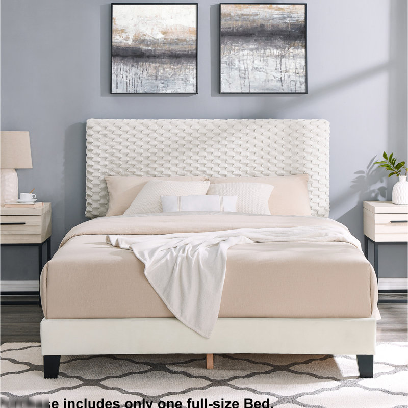 3D Upholstered Platform Bed In - Relaxing Sleep Adjustable Headboard Full Size No Box Spring Comfortable And, Full
