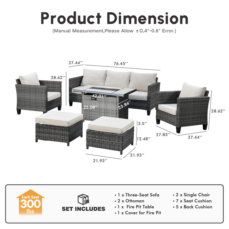 Allcot Rattan Sectional Seating Group with Cushions, Beige