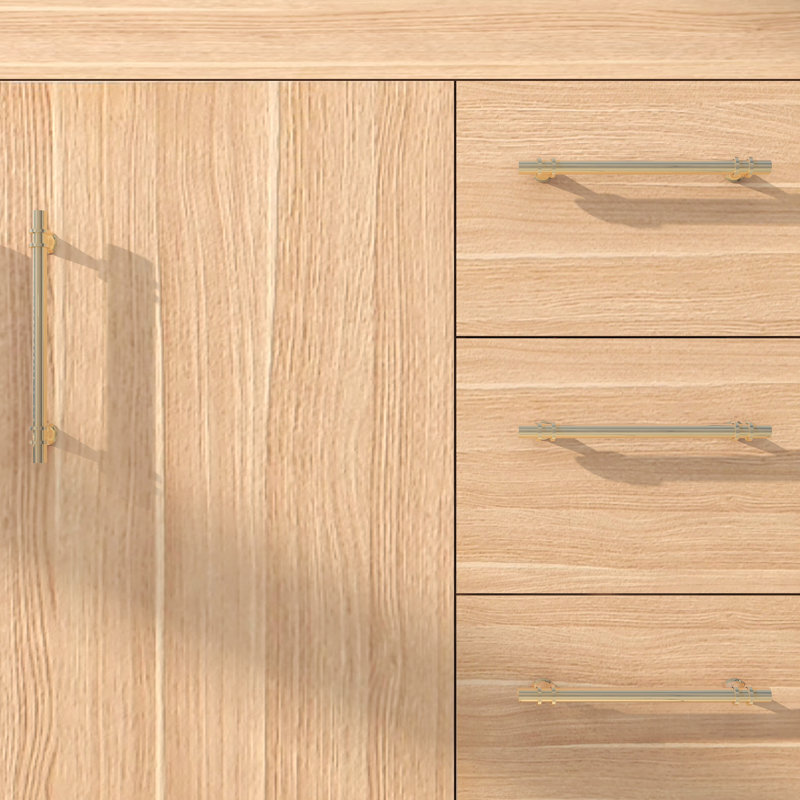 42'' Single Bathroom Vanity with Acrylic Top, Champagne Oak