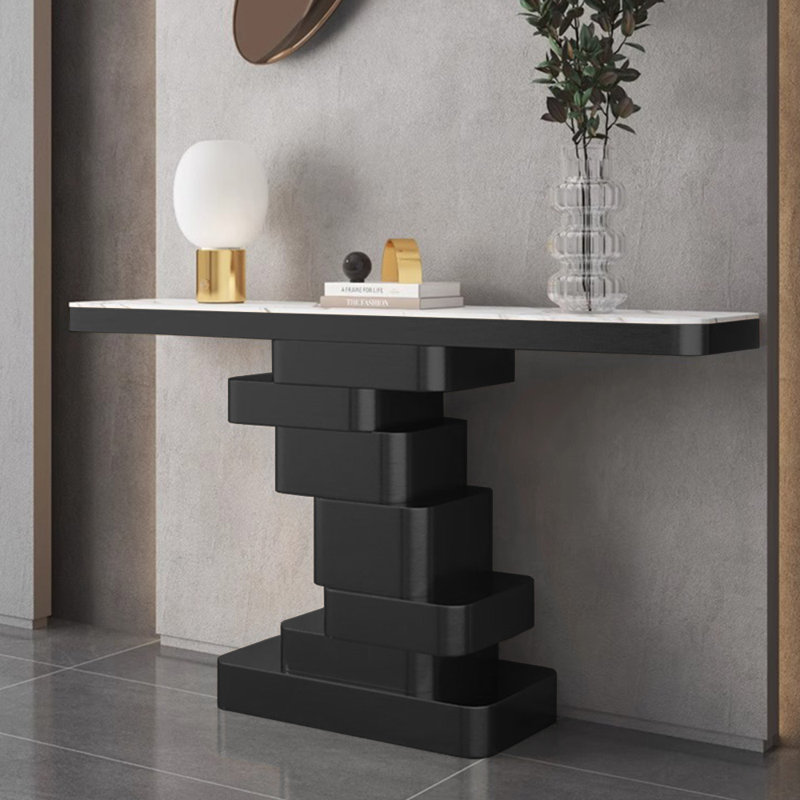 Modern light luxury console table., 35.5" H x 63" W x 13.8" D, Black
