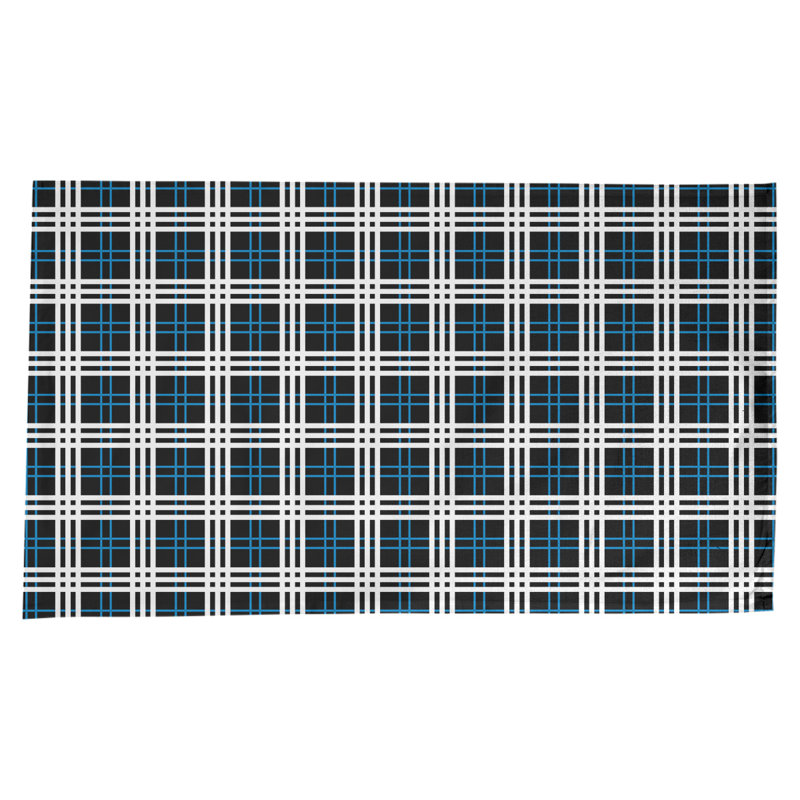 Nappe en mélange de coton à carreaux, Noir / bleu Honolulu / blanc