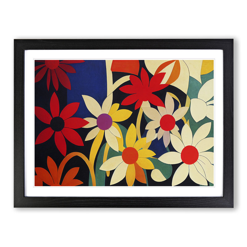 XH1022-634X An Extravagant Abstract Flowers - Single Picture Frame Print, 34cm H x 46cm W x 2cm D, Black