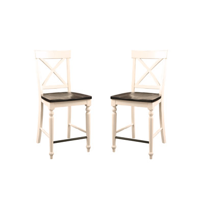 Mountina Brown And White 24" Tall Bar Stools, Set of 2