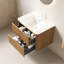 Meuble-lavabo mural de 30 po avec lavabo en céramique blanc, armoire de rangement en contreplaqué, 2 tiroirs, finition naturelle, glissières de tiroir à fermeture en douceur, lavabo rectangulaire au design scandinave, lisse flottante-132971778