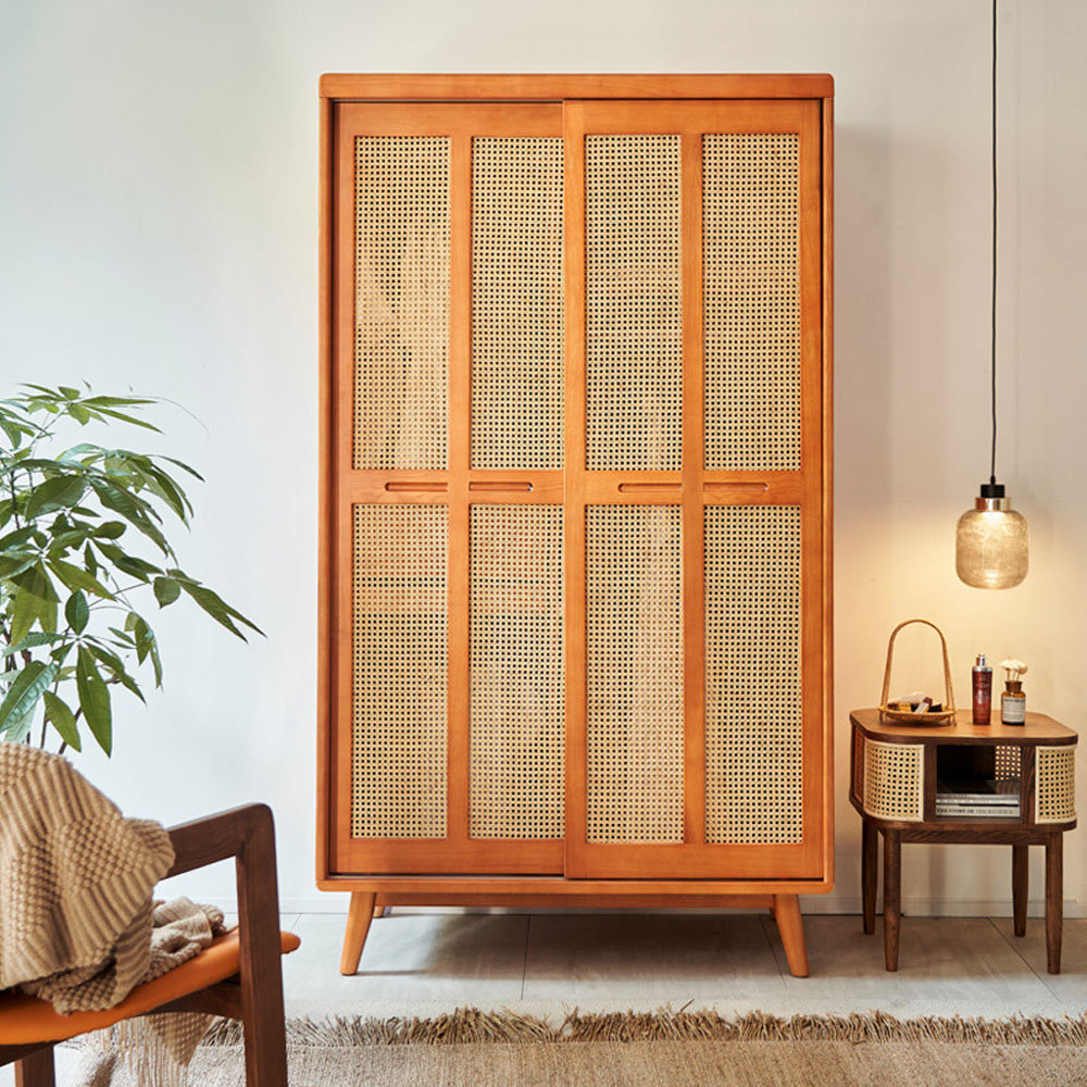 Dream cabinet Rattan Double Door Sliding Storage Cabinet Accent Cabinet ...