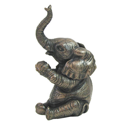 3.35 in H Baby Elephant-Sitting And Applauding (Mbz), Poly Resin