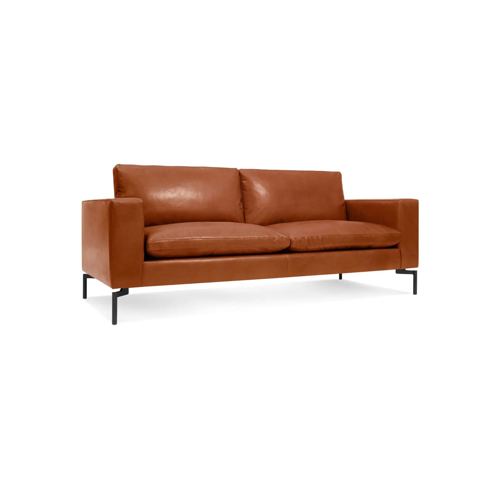 New Standard Upholstered Sofa, Toffee Genuine Leather, 32" H x 78" W x 35" D