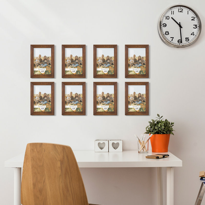 Ensemble de 8 cadres muraux en bois 8 pièces, 5 po x 7 po, Noyer