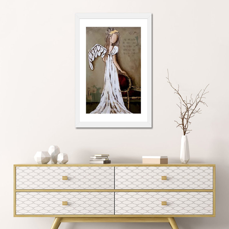 « Unleashed » par rut art Creations-impression d’art graphique, H 16 po x l 24 po x P 1 po, Papier encadré blanc, Blanc