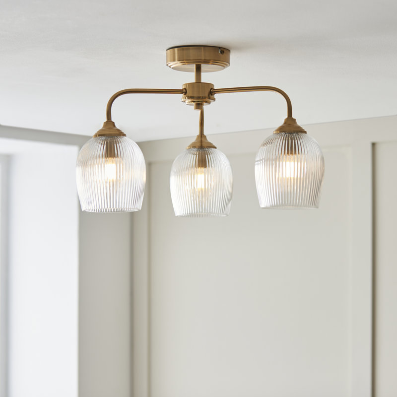 Ashcroft Ribbed 3 Light Ceiling Semi flush light