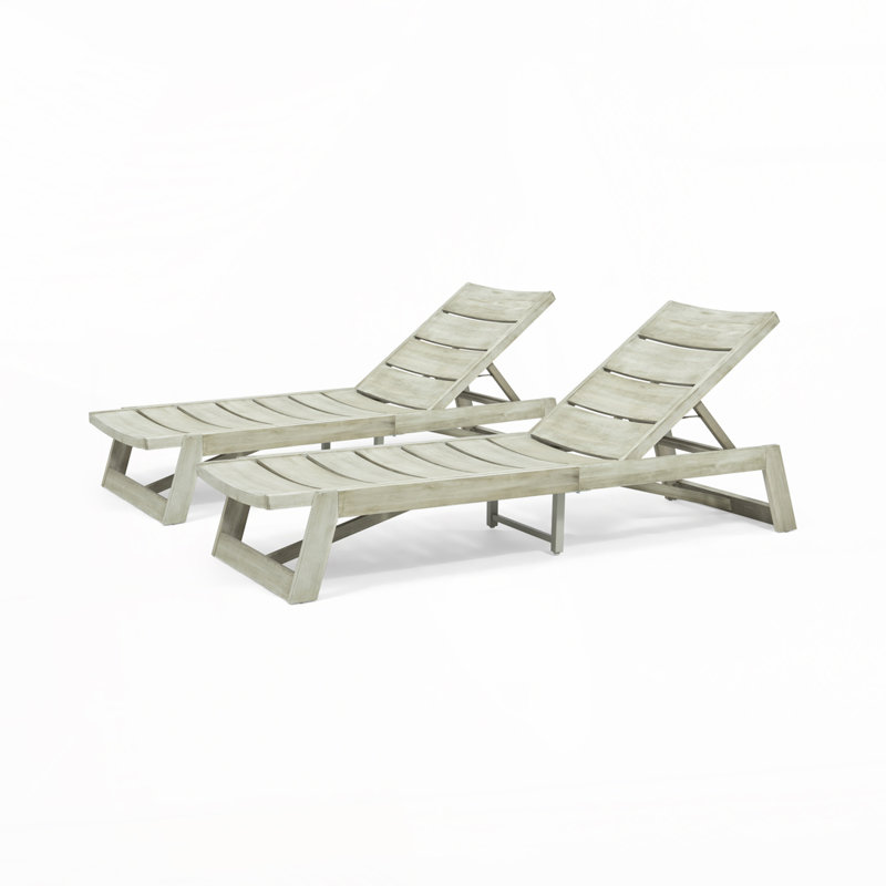 Chaise longue d'extérieur en bois, Gris