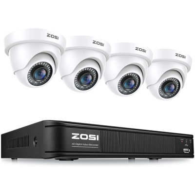 8CH 1080P DVR Security Camera System Wired 2MP Dome Outdoor with Motion Detect, Remote Access, IP66 -  ZOSI, 8VM-419W4S-00-US-A10