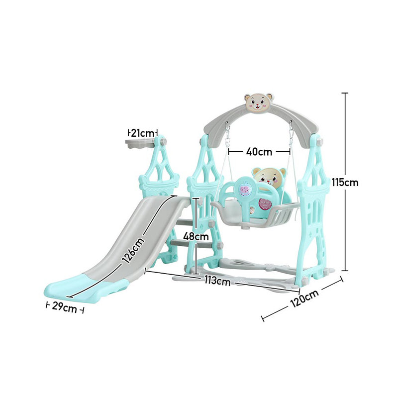 Shoaib Zoomie Kids Plastic Swing Set with 1 Swing(s) , 1 Slide(s), Green/Grey
