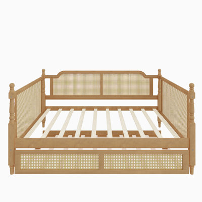Traditional Style Rattan Full Size Cleoda With Full Size Trundle For Limited Space, Guest Room by Bay Isle Home