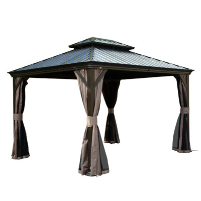 Durable Metal Hardtop Gazebo With Drainage System For Year-round Outdoor Retreats - Perfect For Patios, Gardens, Backyards