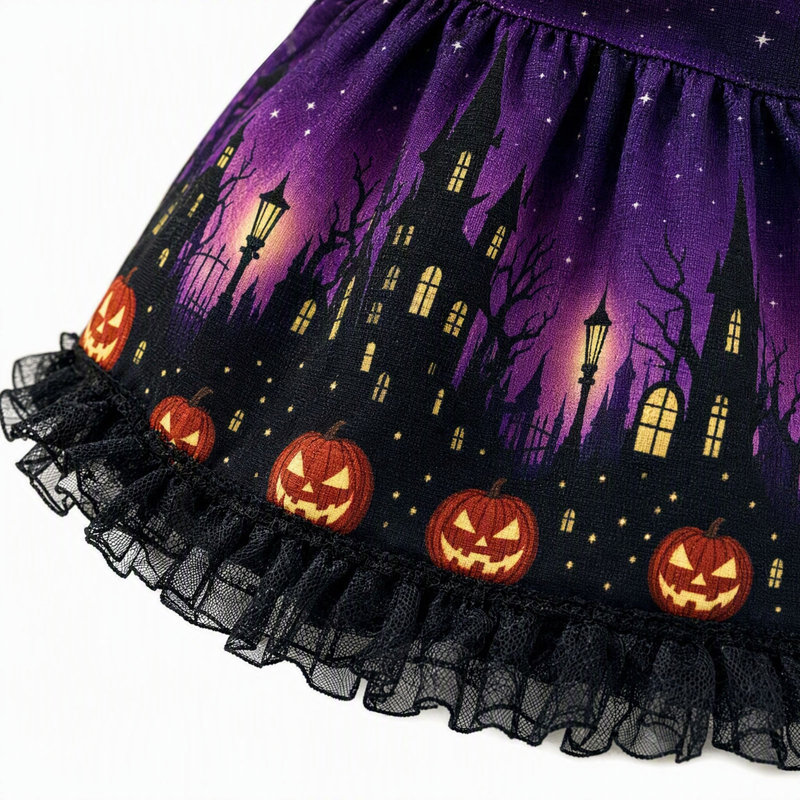 Décorations d'Halloween : Ensemble de costume d'Halloween pour porche avec robe imprimée et chapeau de sorcière, château hanté, citrouille, décor de jardin pour les fêtes