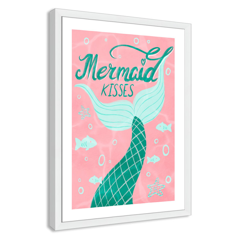 Mermaid Kisses 1, impression sur papier, H 34,5 po x l 24,5 po x P 0,6 po, Encadré plat blanc