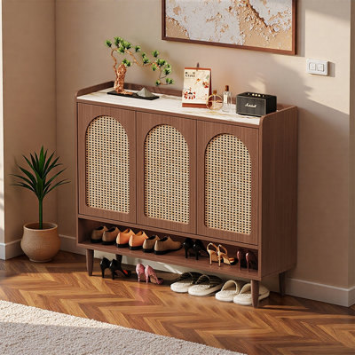 Arbre d'entrée en bois massif avec banc et armoire de rangement pour chaussures