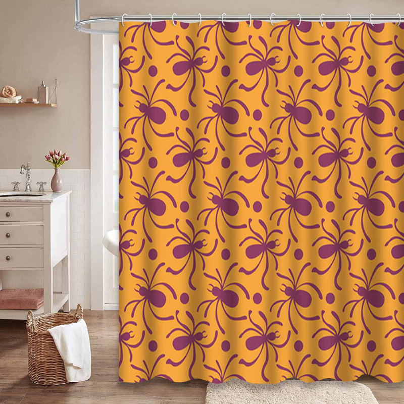 Rideau de douche Happy Halloween Art Autumn Orange avec 12 crochets, L 72 po x l 78 po