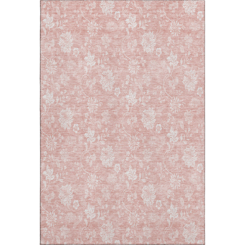 Premium Machine Washable Prisco Pink Rug, Rectangle 8' x 10'