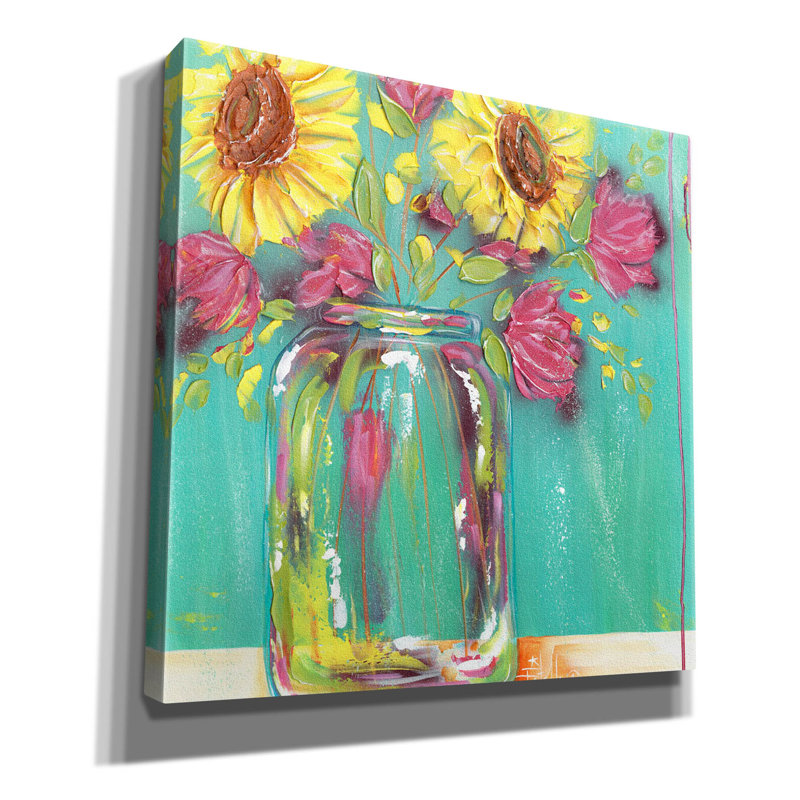 «Mason Jar Flowers» par Estelle Grengs, H 12 po x l 12 po x P 0,75 po