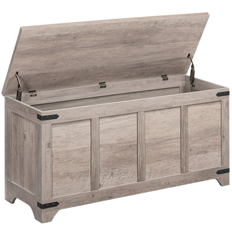 47.2" Storage Chest Storage Trunk With 2 Safety Hinges, Gray