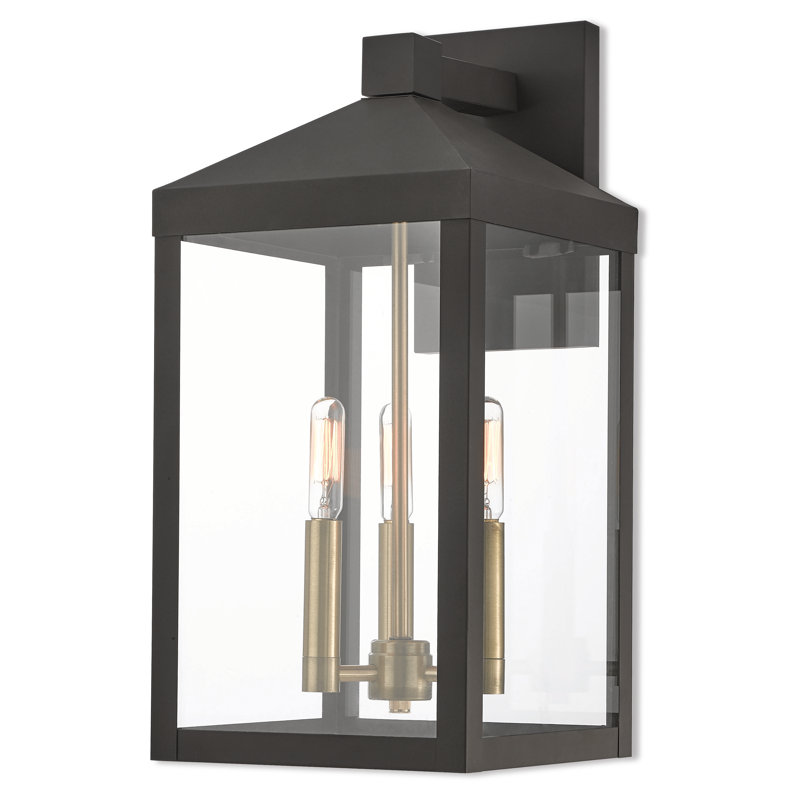 Lanterne murale d'extérieur 3 lumières Bartek, H 17,5 po x l 8,25 po x P 9,75 po, Bronze