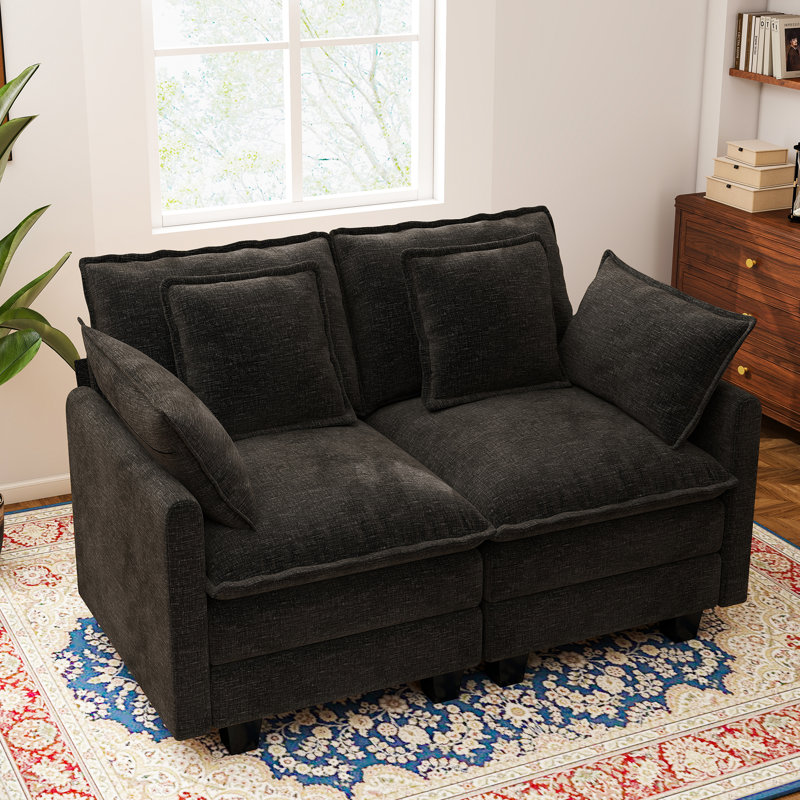 Ebern Designs Yakina 57'' Upholstered Chenille Sectional Loveseat Sofa ...