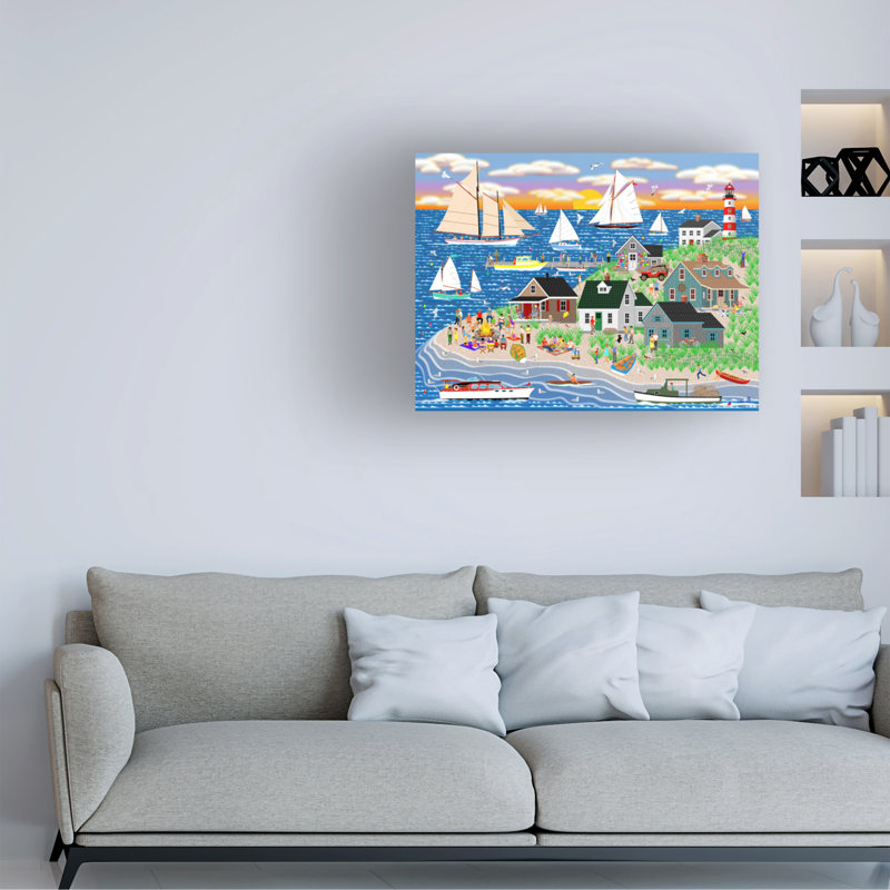«Beach Bonfire Gathering» par Mark Frost, impression sur toile tendue, H 24 po x l 32 po