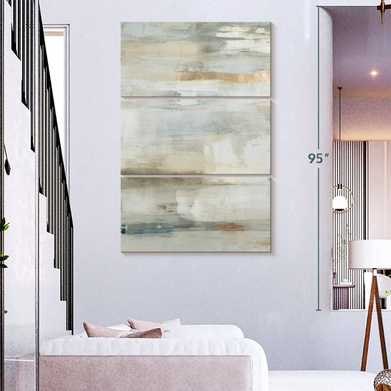 Avery neutre horizontal abstrait I, H 74 po x l 48 po
