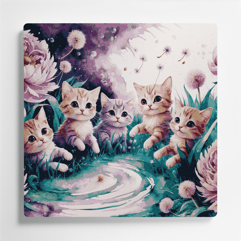 «Cats Toybob», art mural en métal beige, H 16 po x l 16 po