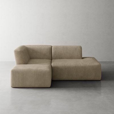 Berlare Boneless 3 - Piece Upholstered Compression Corduroy Modular Sectional Sofa Set with Removable Ottoman – Fully Compressed, No Assembly Required