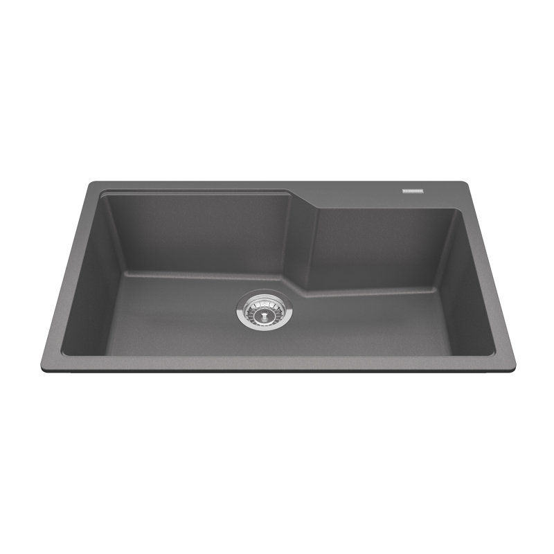 31.69'' L Single Bowl Granite Kitchen Sink, Shadow Gray