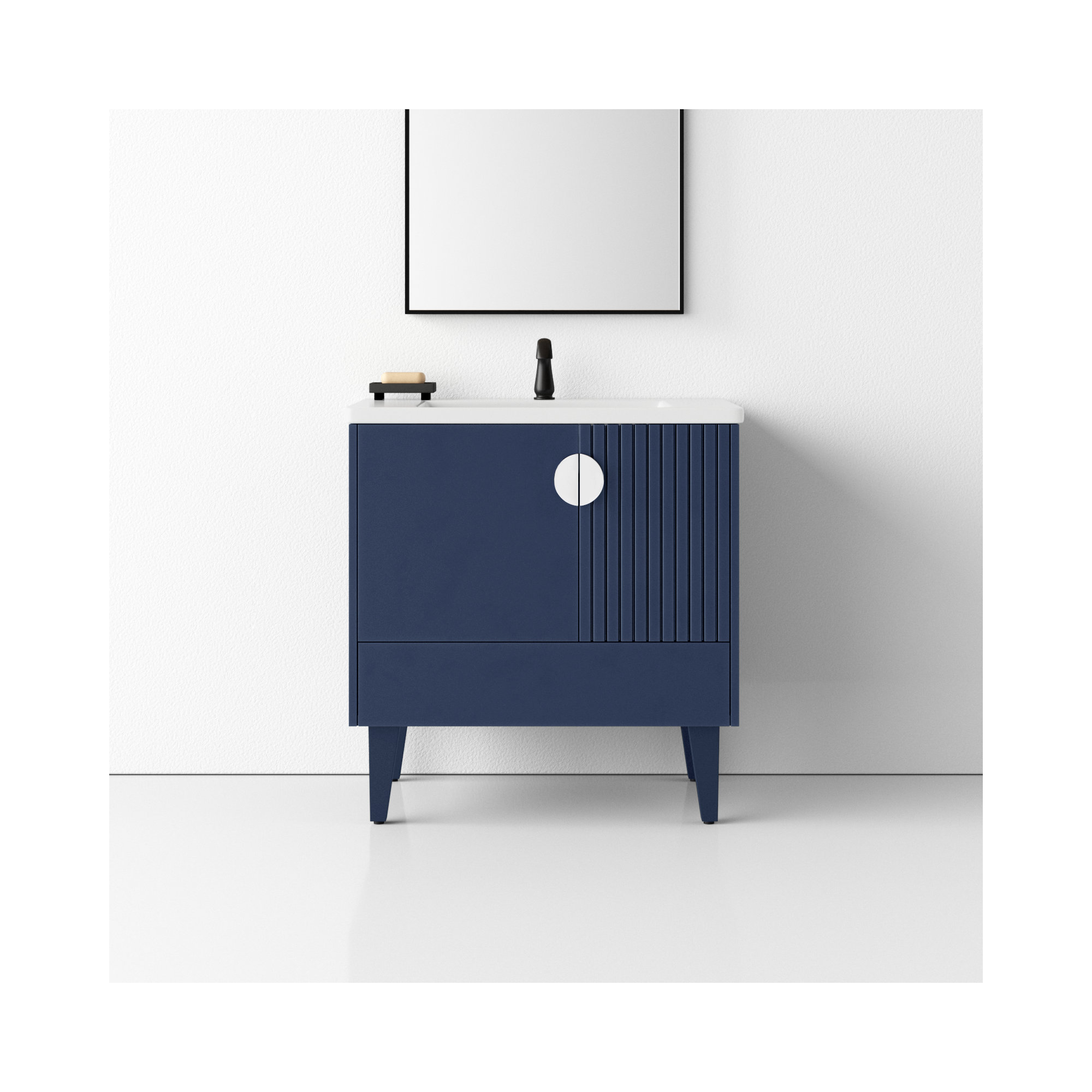 Saimah 30'' Single Bathroom Vanity, Navy Blue, Polished Chrome