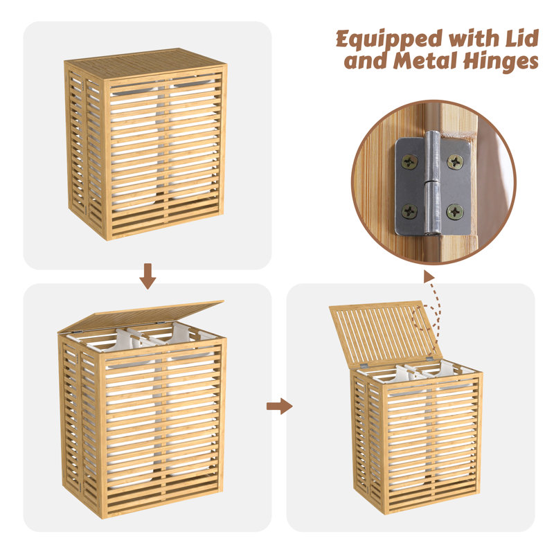 Donnell Bamboo Laundry Hamper with Handles