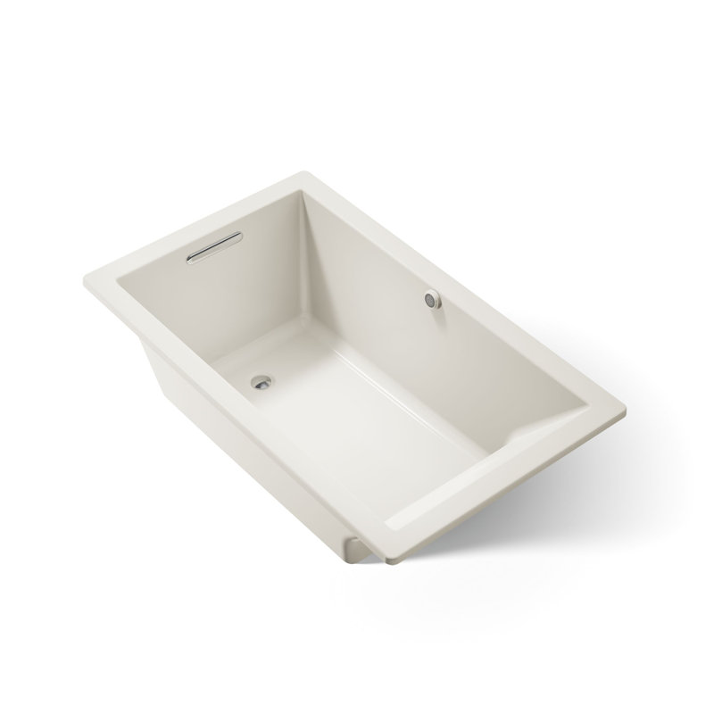 Underscore® 60" x 36" Soaking Acrylic Bathtub with Heater, Biscuit
