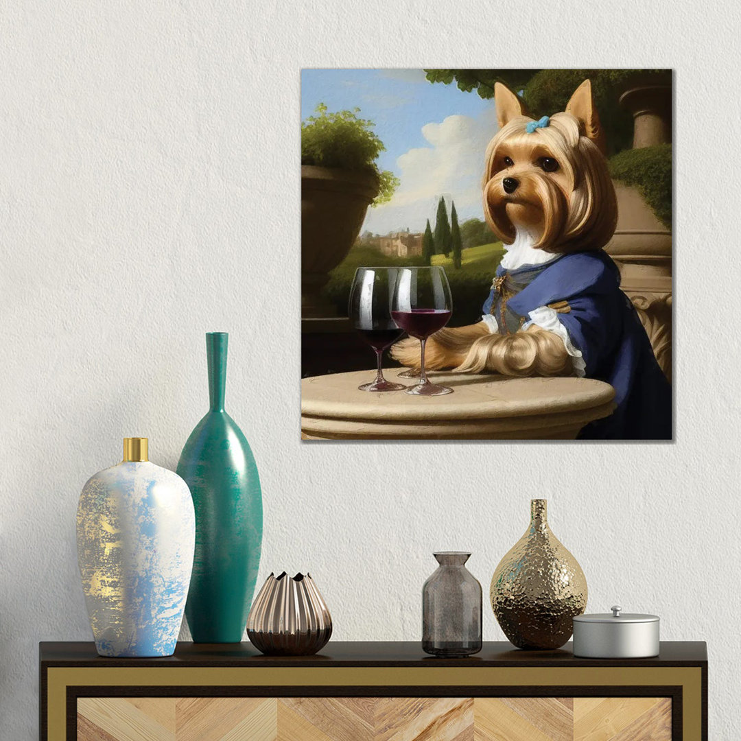 Yorkshire Terrier mit Wein von Rococo by Nobility Dogs - Gallery-Wrapped Canvas GiclÃ©e on Canvas