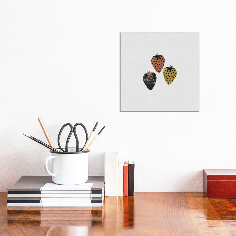 Scandi Strawberries 1 Piece Wrapped Canvas Wall Art, 30.48cm H x 30.48cm W x 1.91cm D