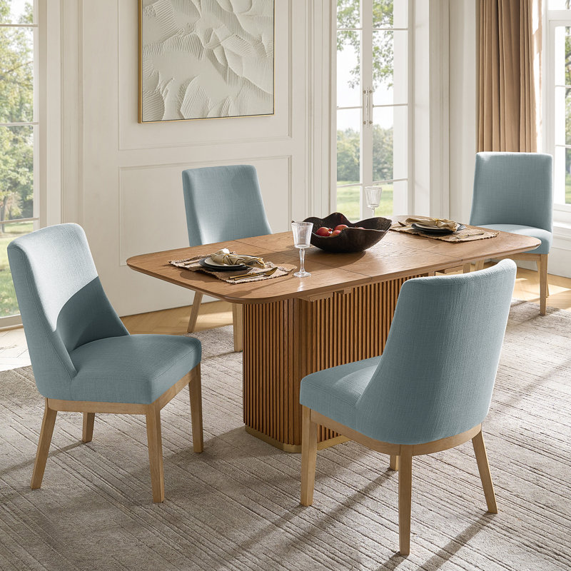 Chaise en bois massif Hedda Farmhouse, 4, Bleu