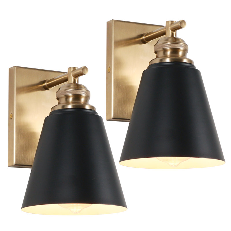 Modern Industrial Bell-Shaped Metal Wall Sconce, Matte Black Wall Light for Bedroom, Hallway, Living Room, Entryway, 1