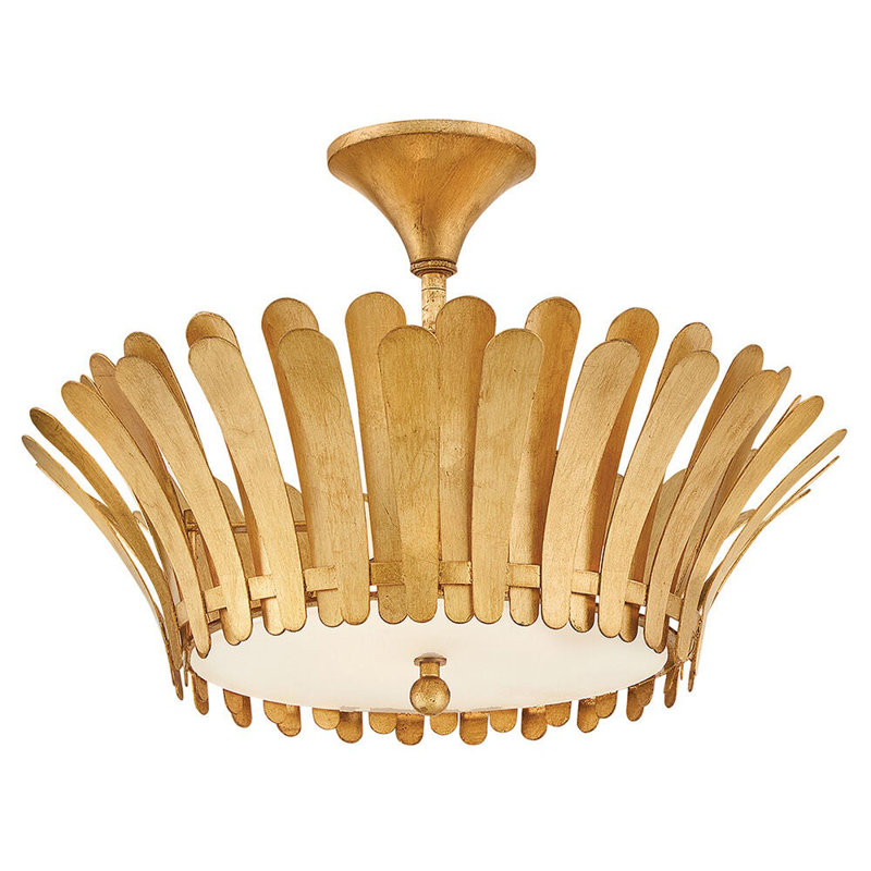 Reina 3 - Light Semi Flush Mount, Distressed Brass