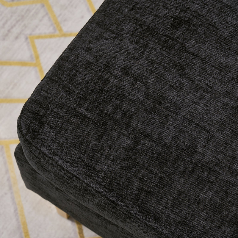 Canapé modulaire d'intérieur en U à 4 sièges Trego, Chenille noir