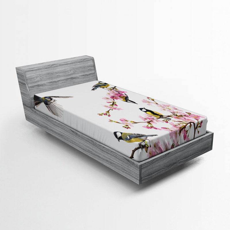Microfiber Floral Fitted Sheet, Twin Fitted Sheet