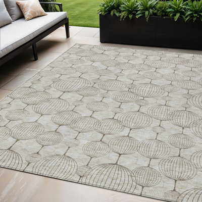 Tapis d'intérieur lavable géométrique brun 5 pi x 8 pi