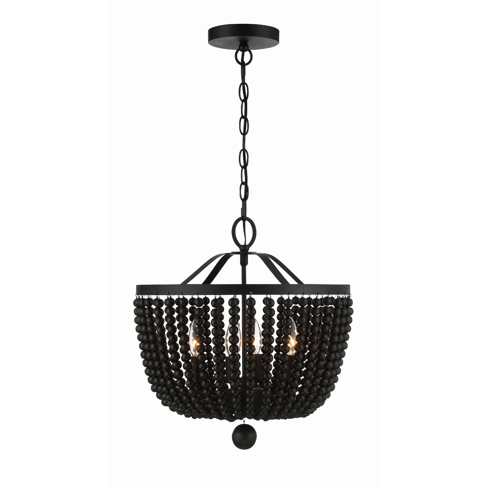 Conway Wrought Iron 4-Light Chandelier, Matte Black