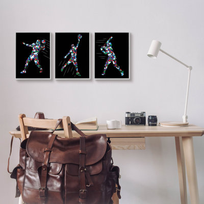 Ensemble de 3 estampes géométriques à motif de joueurs de sport par Arrolynn Weiderhold