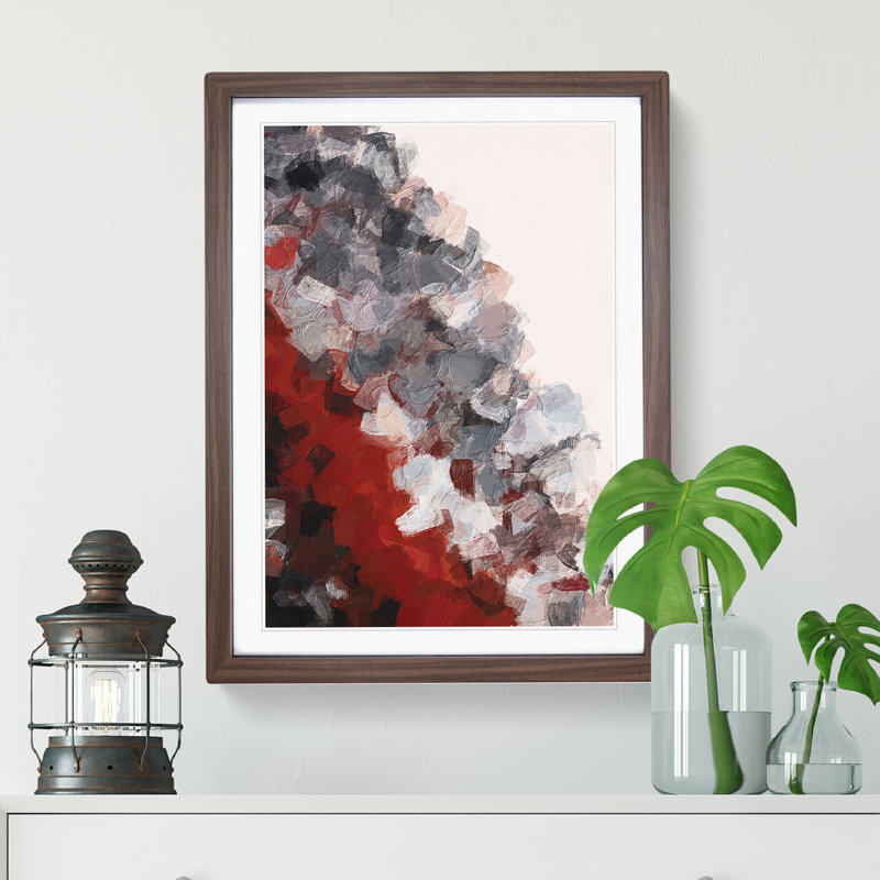 Flowing By Abstract - Single Picture Frame Painting, 34cm H x 25cm W x 2cm D, Walnut